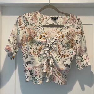 Floral Print Ruched Top